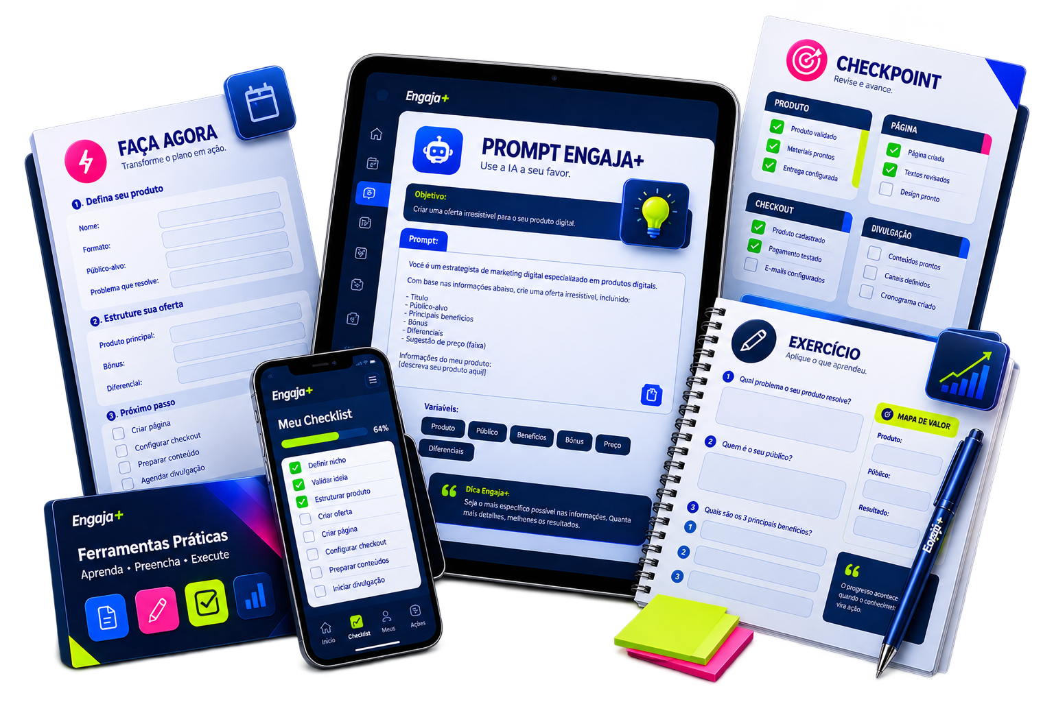 Prompt Engaja+, checklist e exercício do método